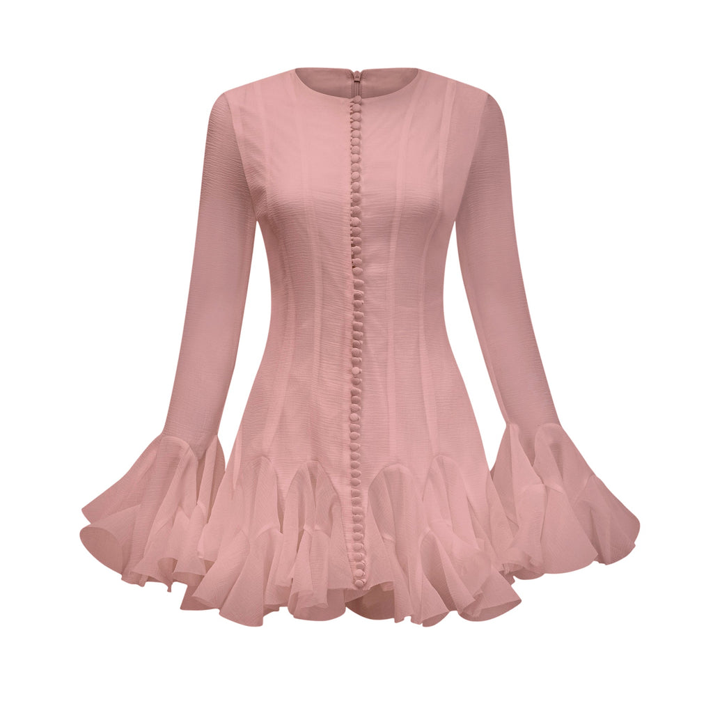 Anaïs semi-sheer flared mini dress