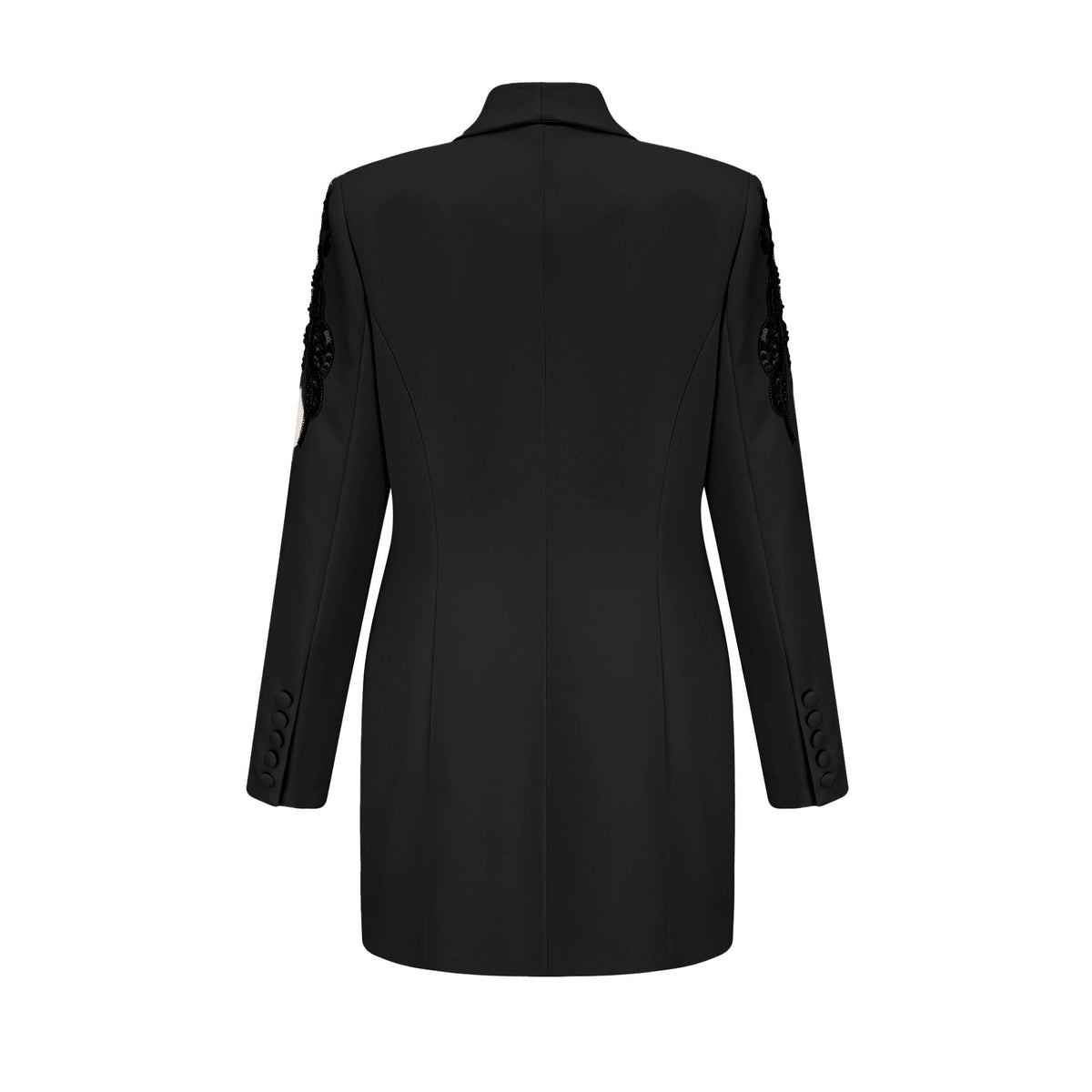 Éléna Black Embellished Sequined Blazer Dress