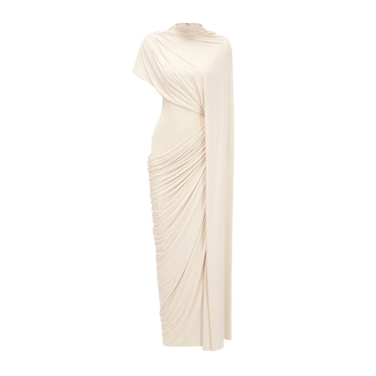 Fenella Asymmetrical Draped Cape & Dress Matching Set in White