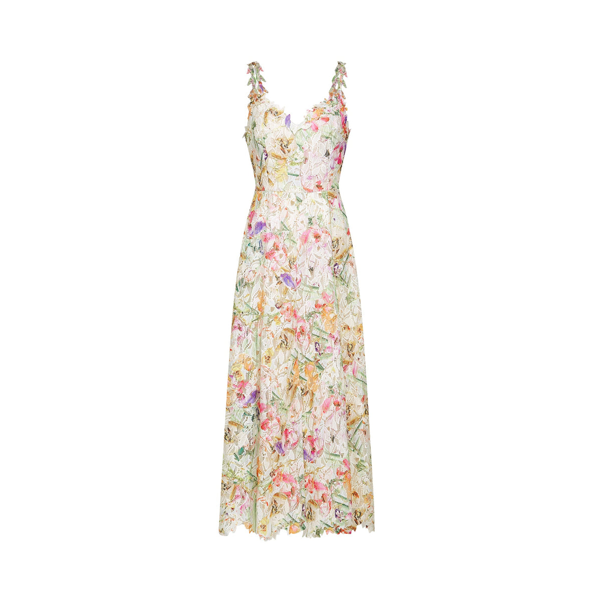 Enora lace floral embroidered midi dress
