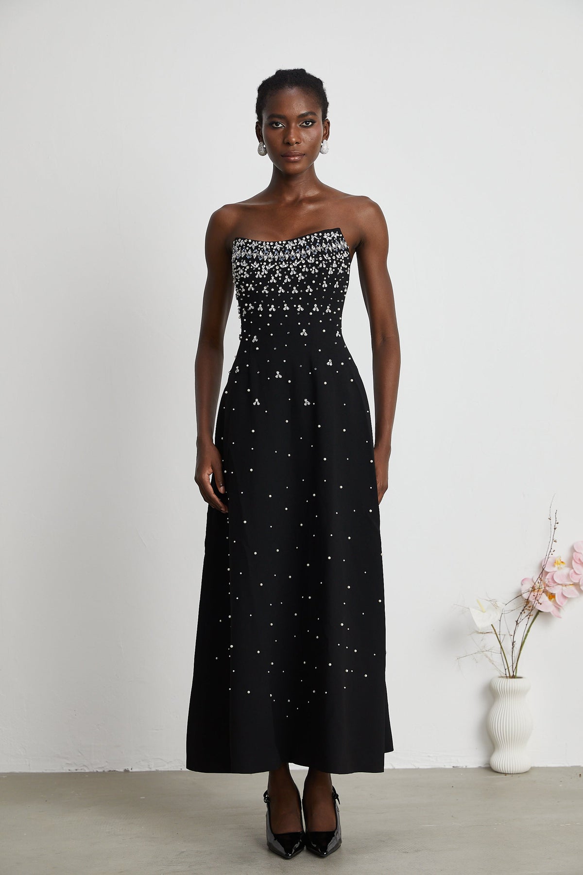 Melisande black embellished maxi dress