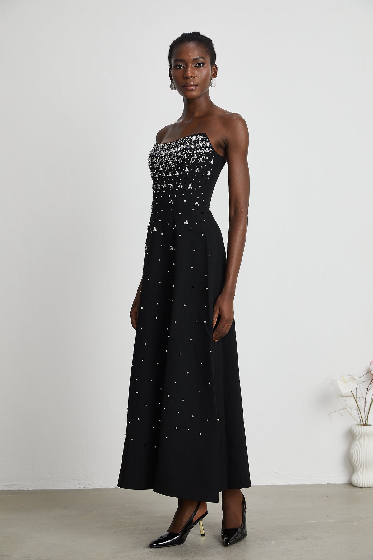 Melisande black embellished maxi dress