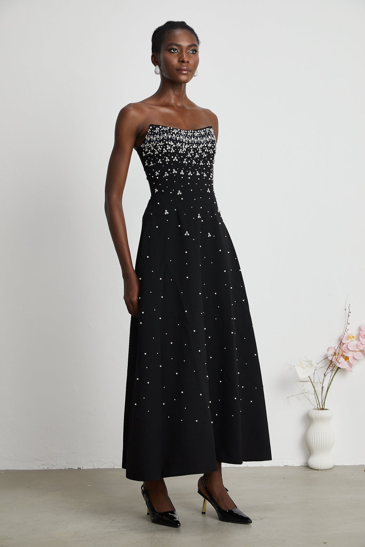 Melisande black embellished maxi dress