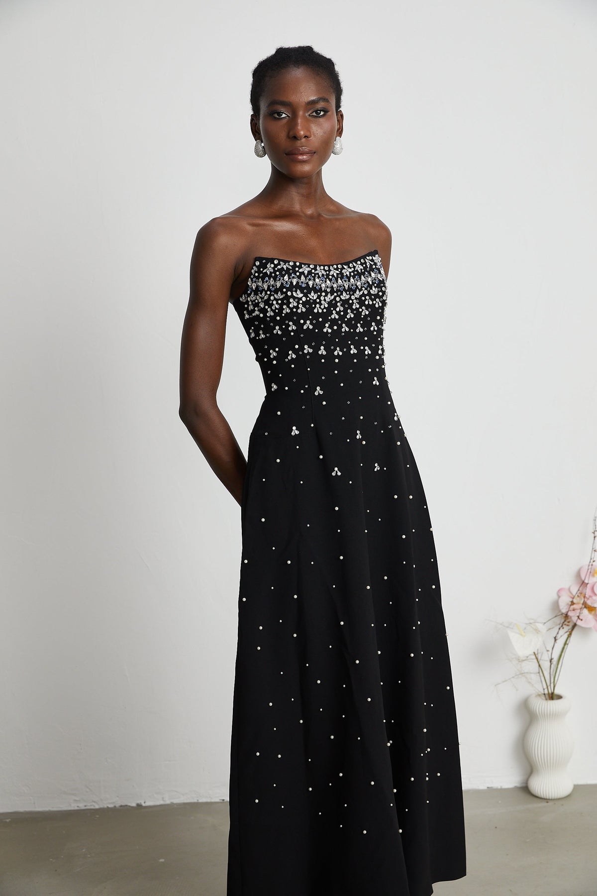 Melisande black embellished maxi dress