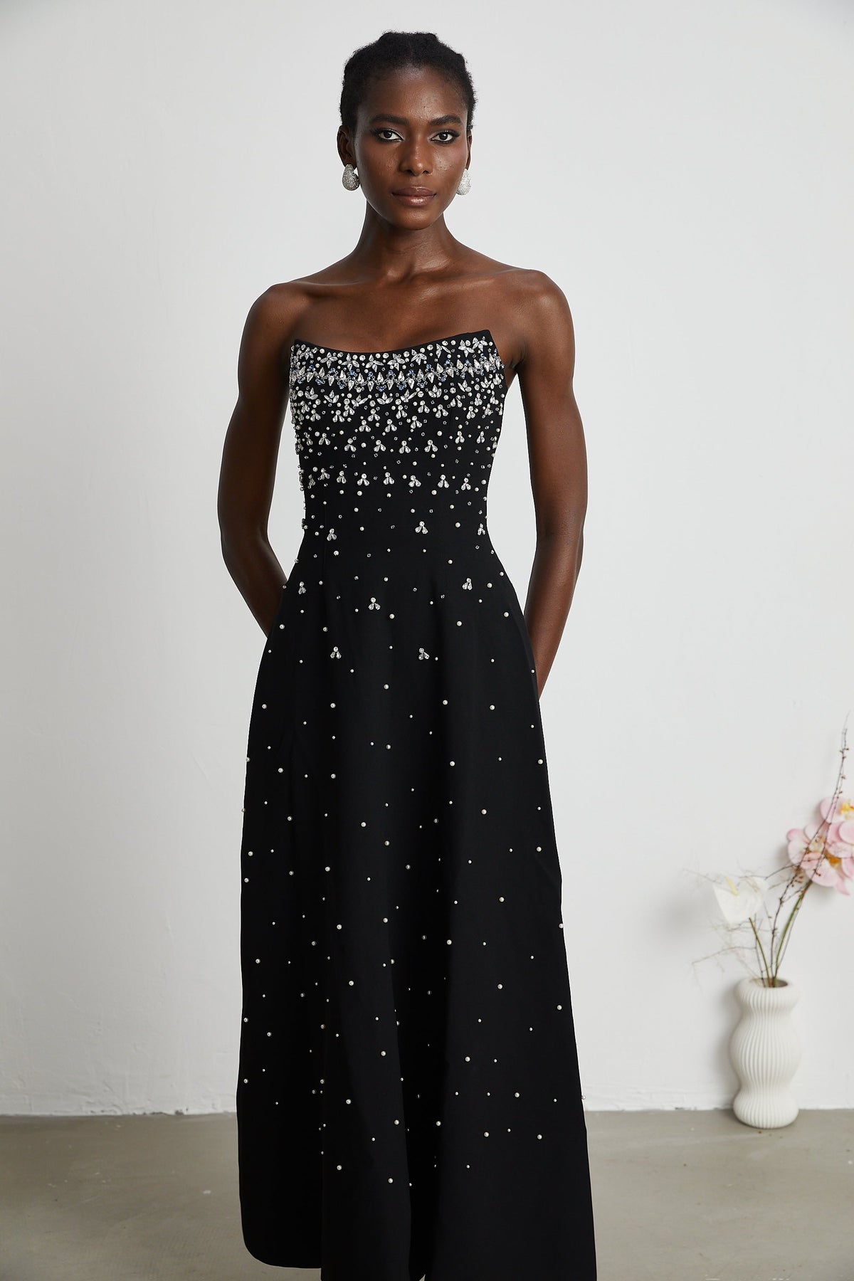 Melisande black embellished maxi dress