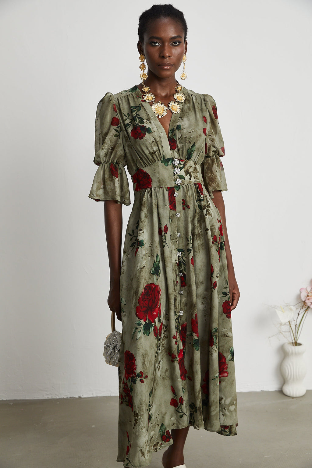 Mélisande floral-print V-neck midi dress