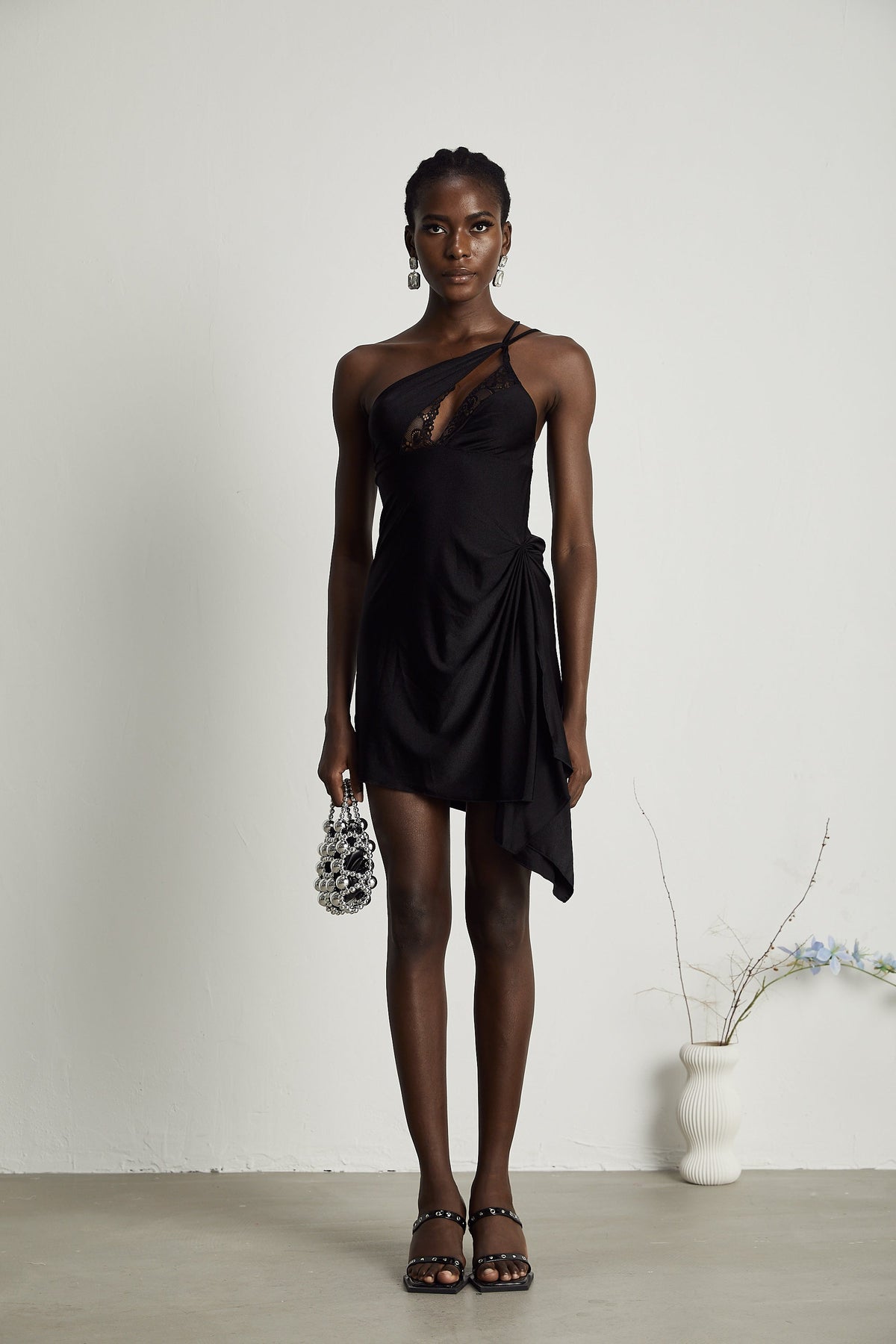 Juana lace-detail asymmetrical mini dress