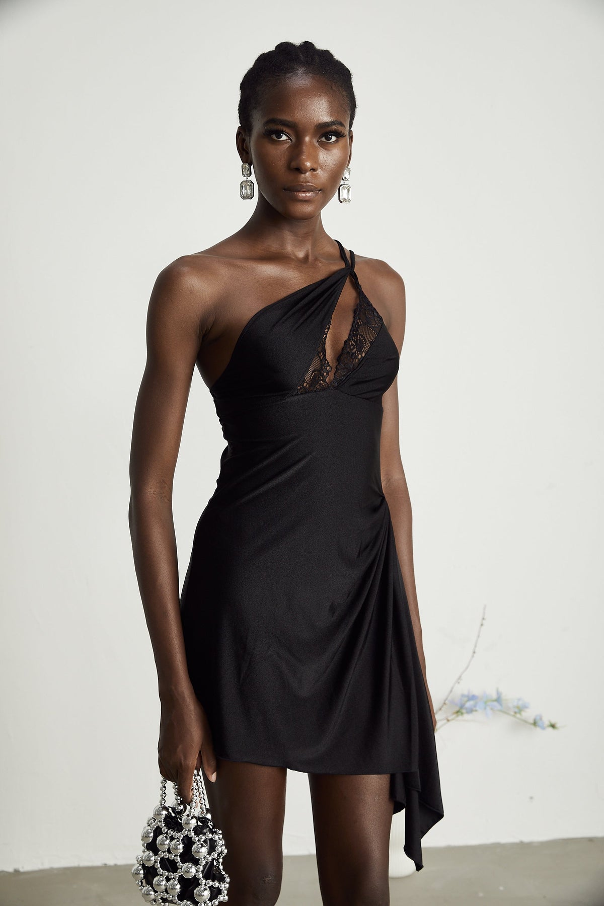 Juana lace-detail asymmetrical mini dress