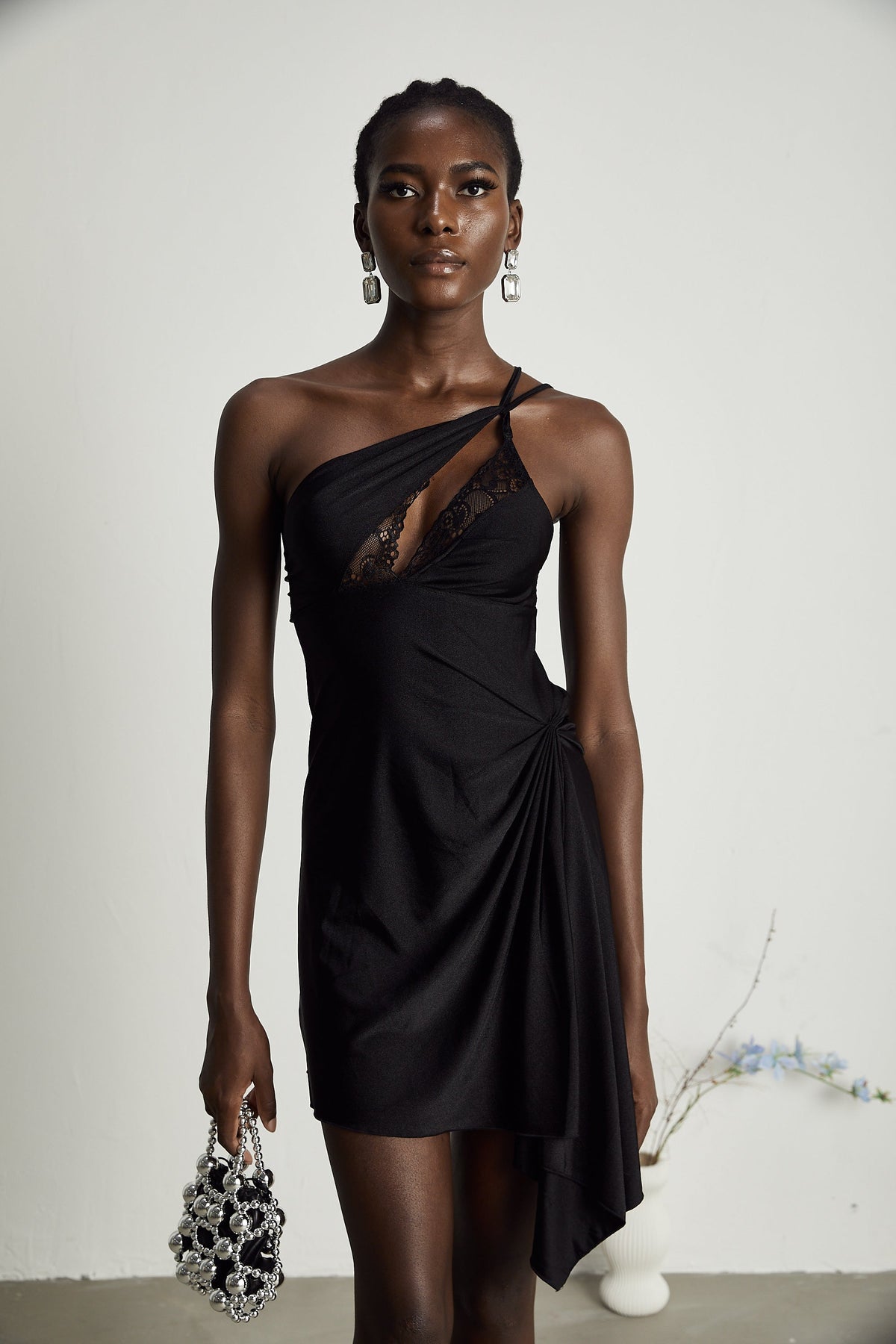 Juana lace-detail asymmetrical mini dress