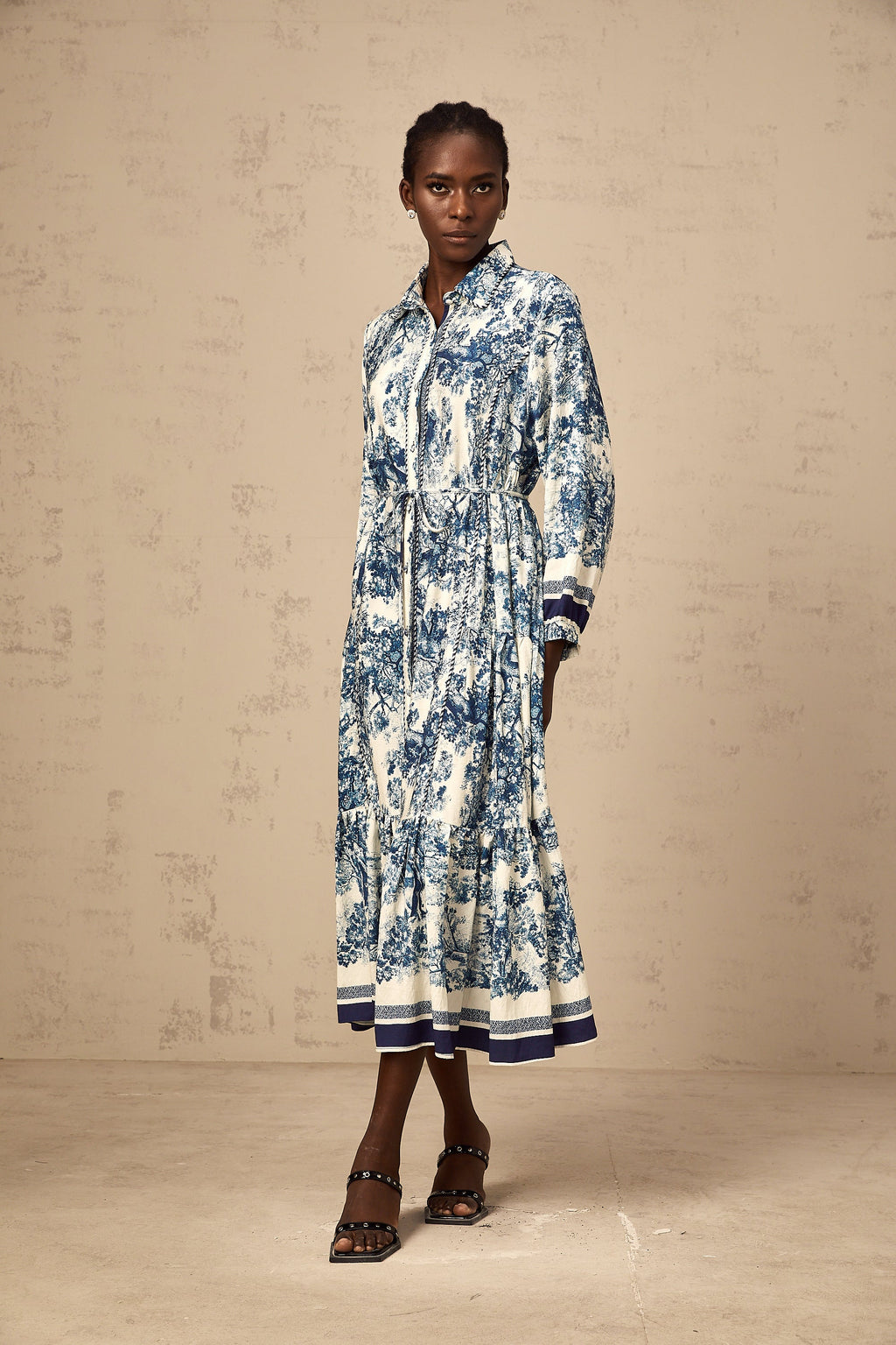 Adélaïde graphic-print midi dress in Blue