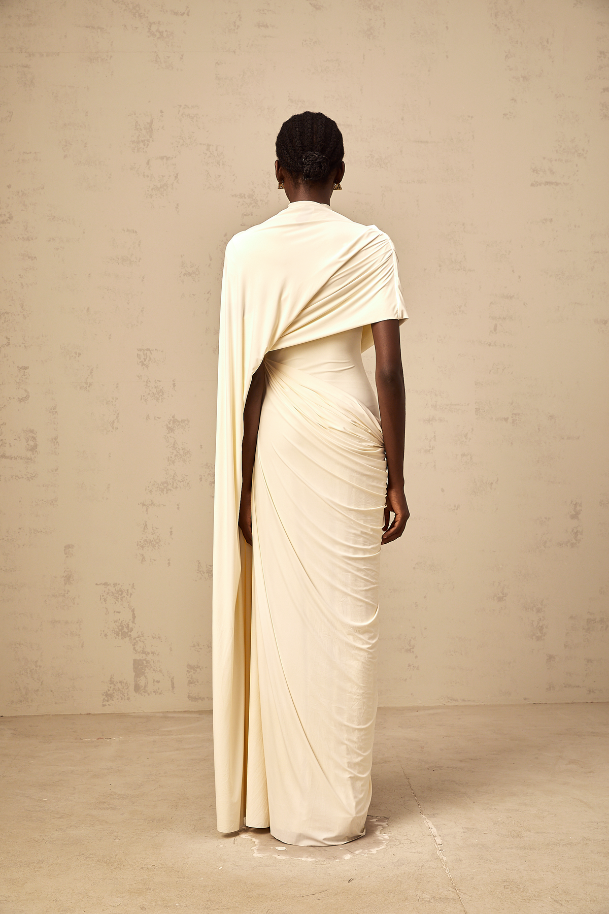 Fenella Asymmetrical Draped Cape & Dress Matching Set in White