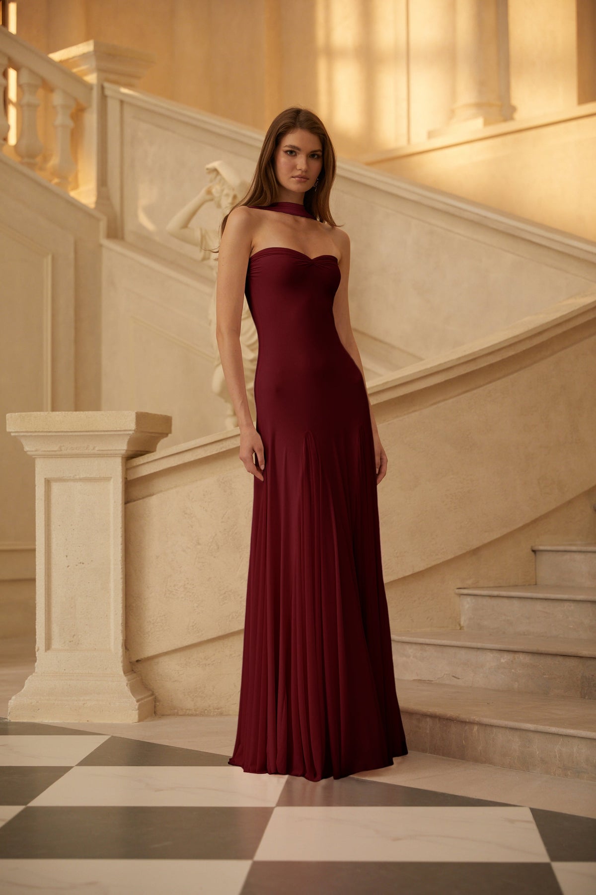 Rêverie Red Sweetheart Neck Maxi Dress