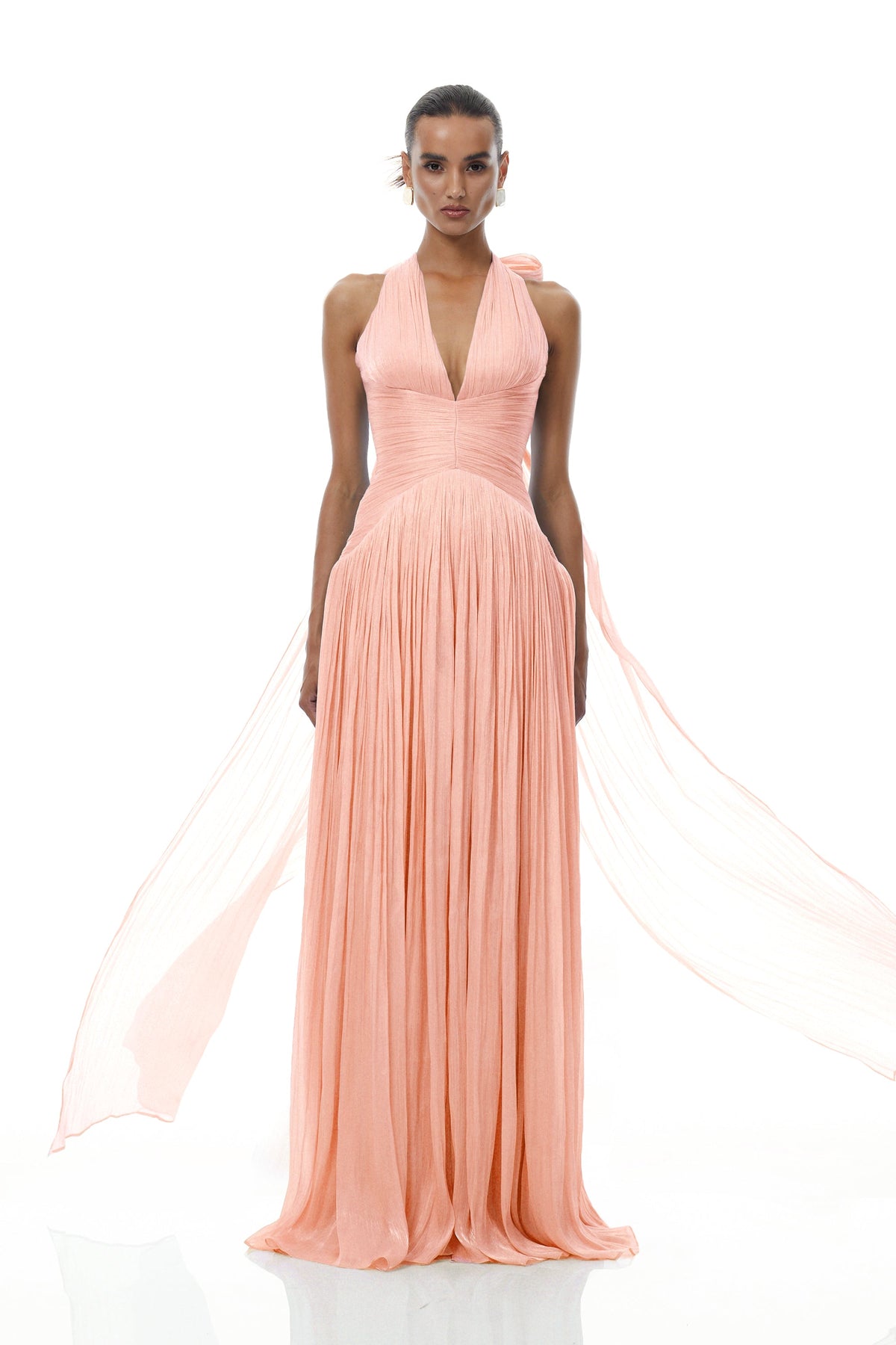 Térébenthine Pink Glossy Gathered Maxi Dress