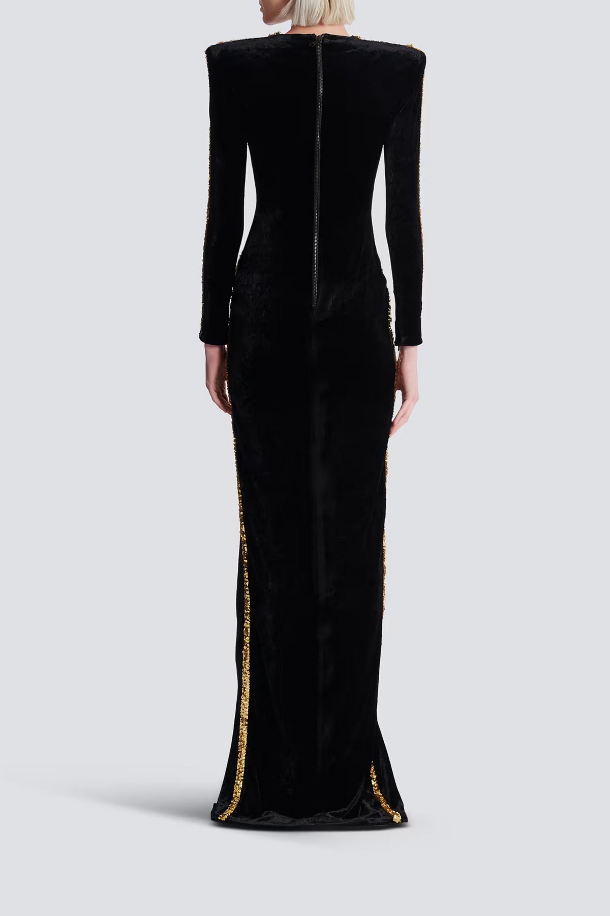 Anna Black Crystal Embellished Front Slit Maxi Dress