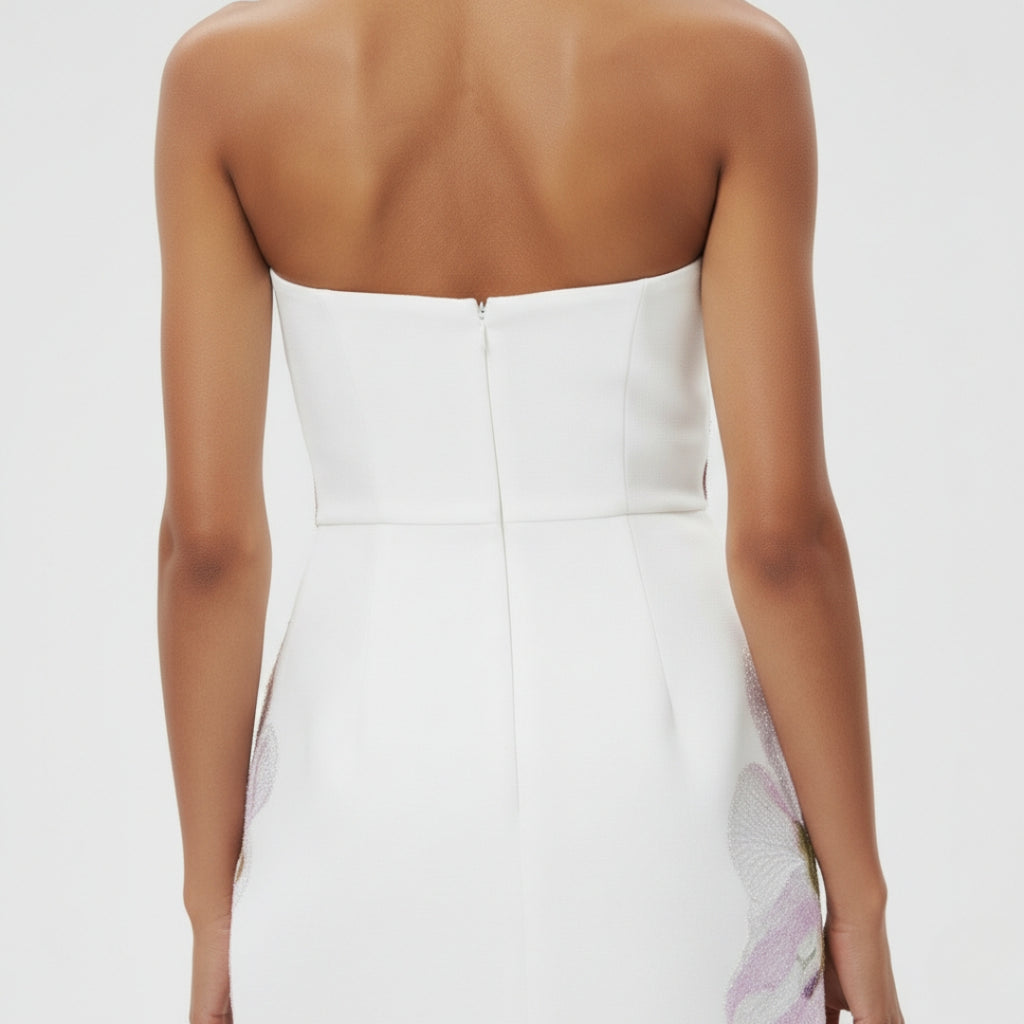 CLARA White Floral Embroidered Mini Dress