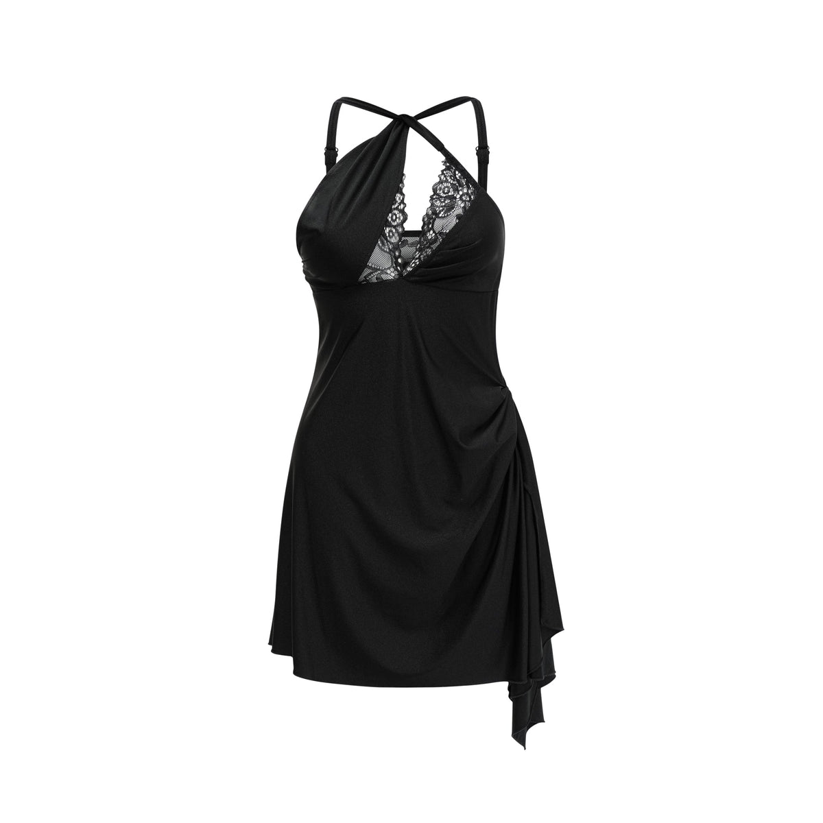 Juana lace-detail asymmetrical mini dress