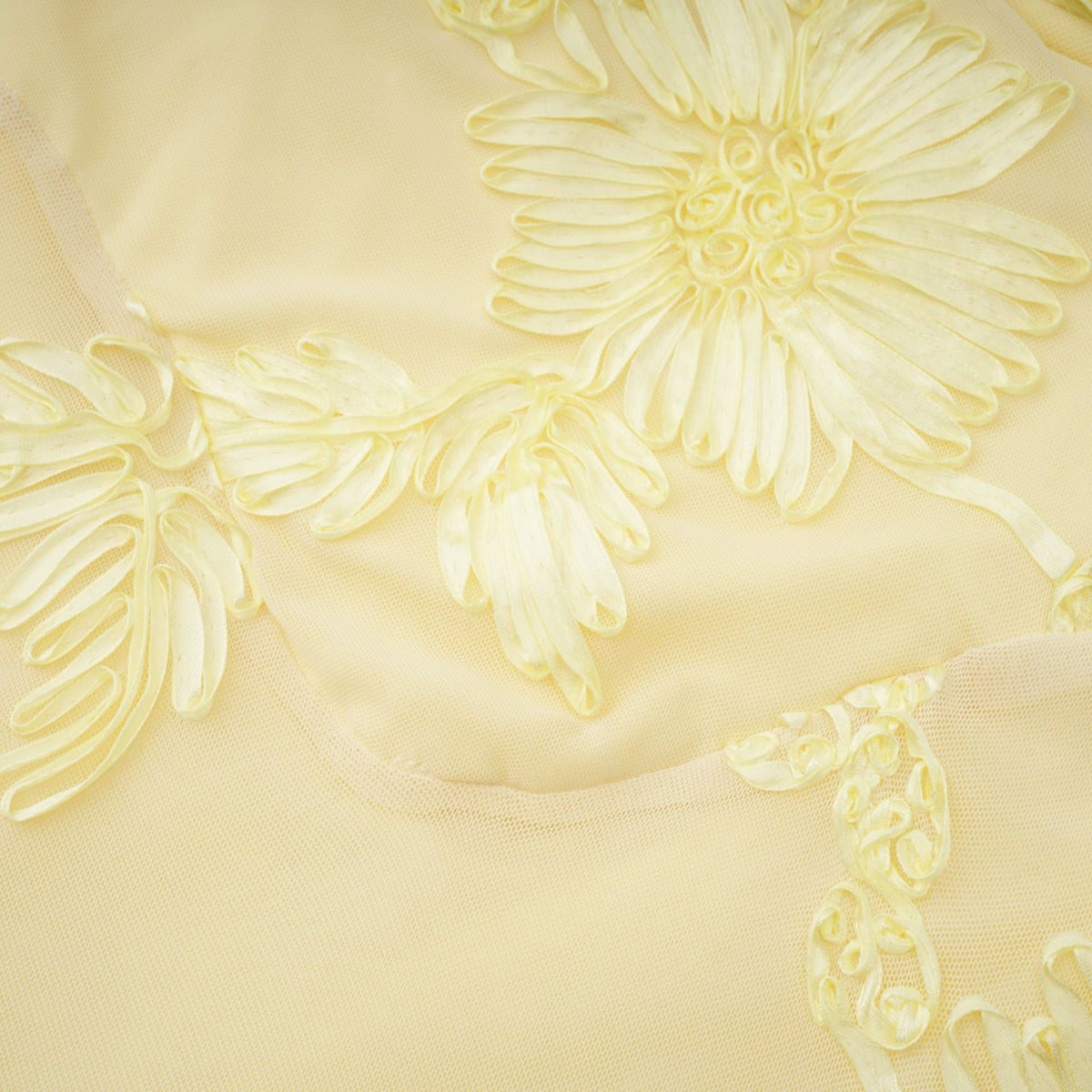 Théoline Yellow Floral Appliqué Corset Maxi Dress