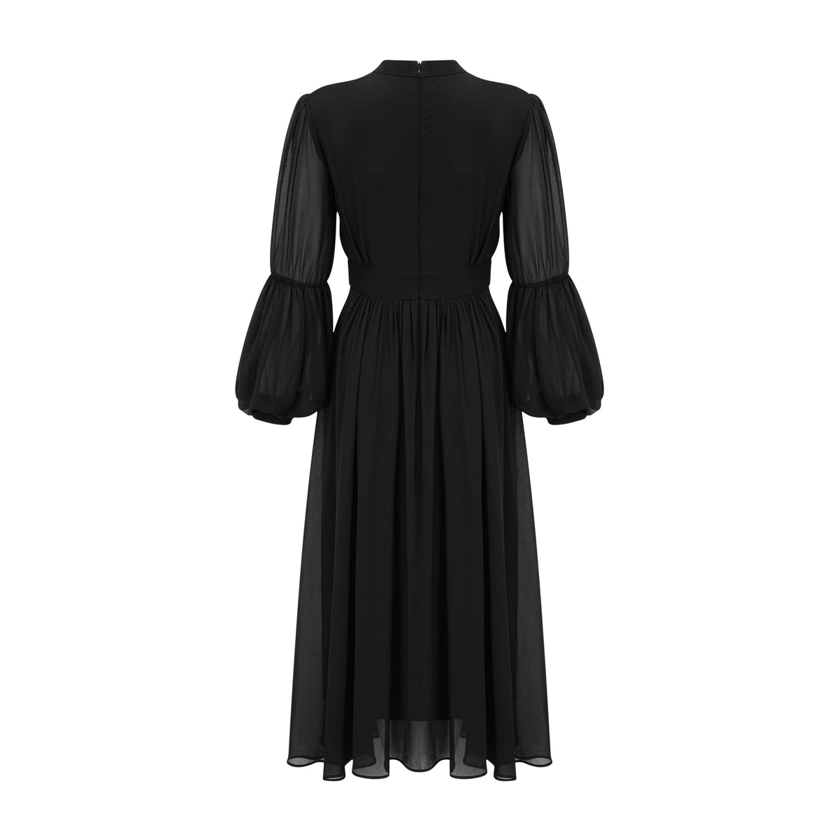 Viviane black pleated button-front midi dress