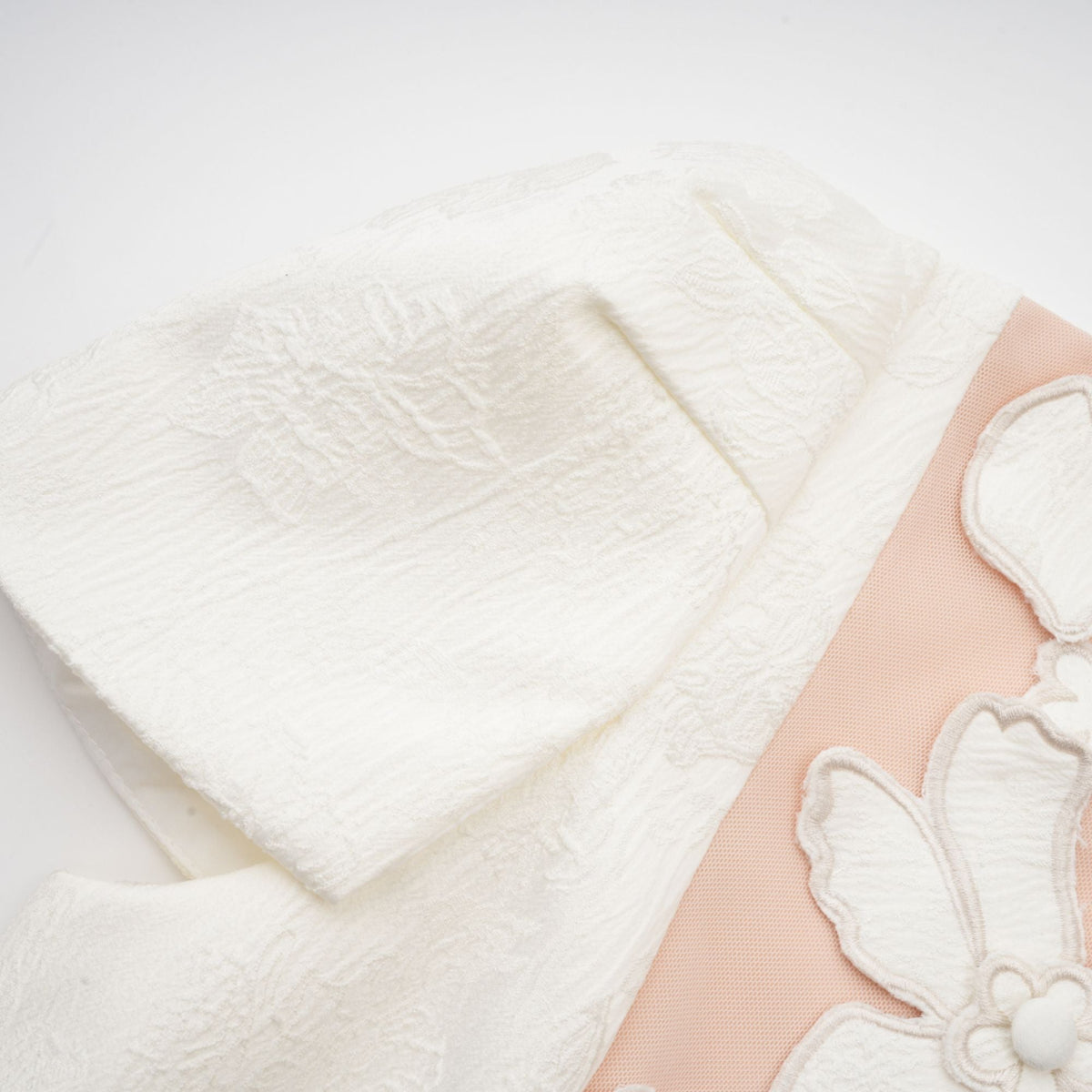 Coralie white petal-detail buttoned mini dress