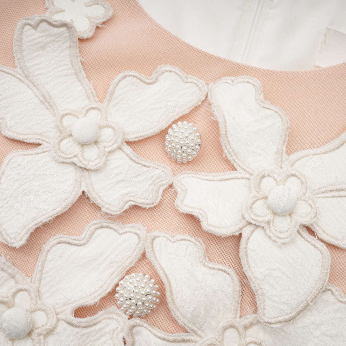 Coralie white petal-detail buttoned mini dress