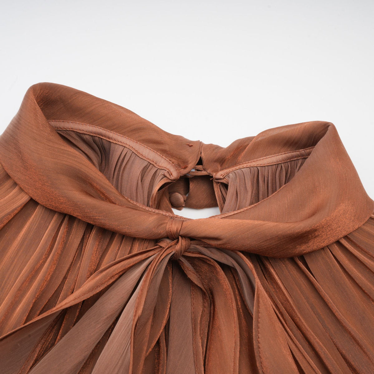 Mila Brown Pleated Satin Maxi Dress