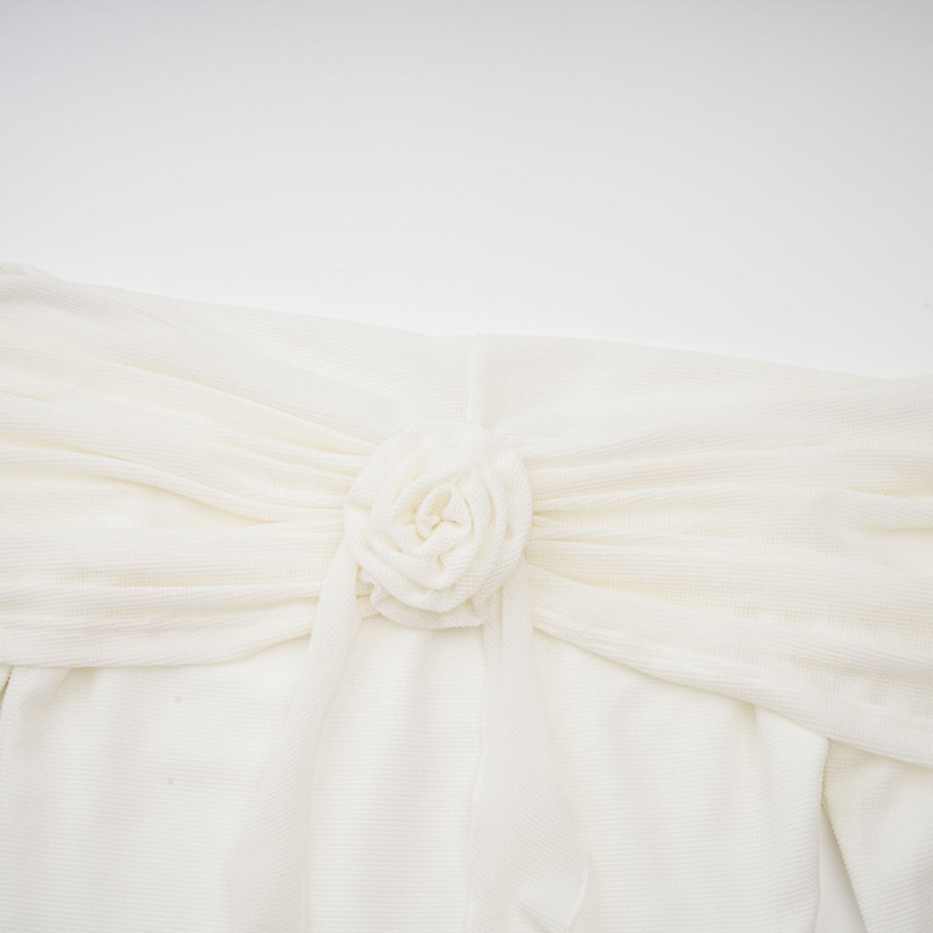 Wanda white glittered floral-appliqué knit maxi dress