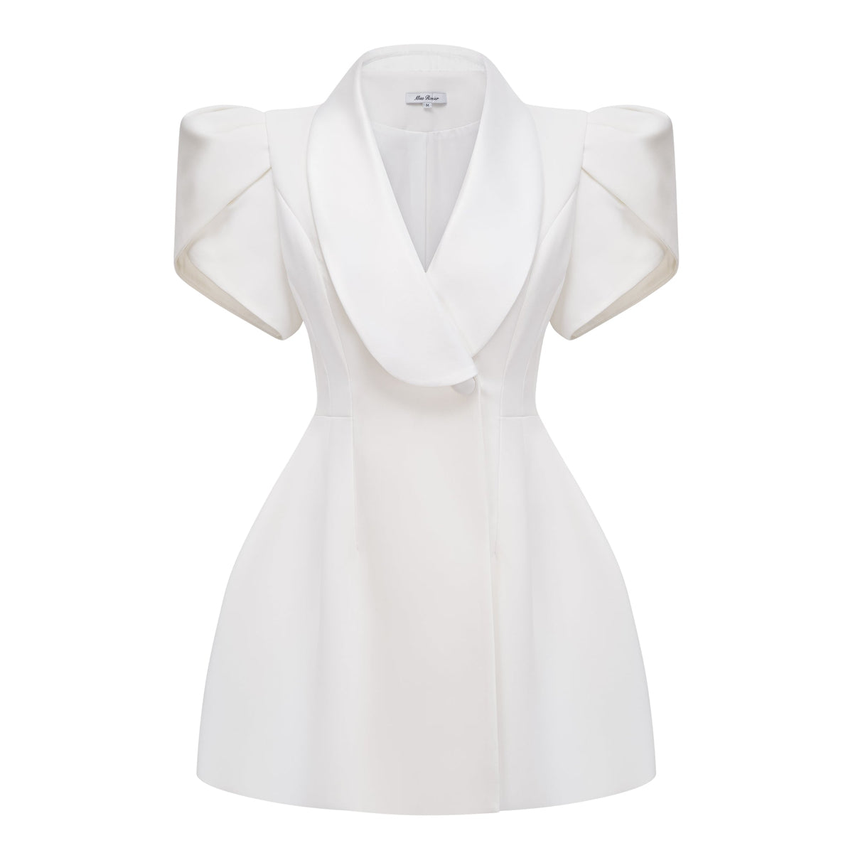 Acharya White Shawl Lapel Mini Dress