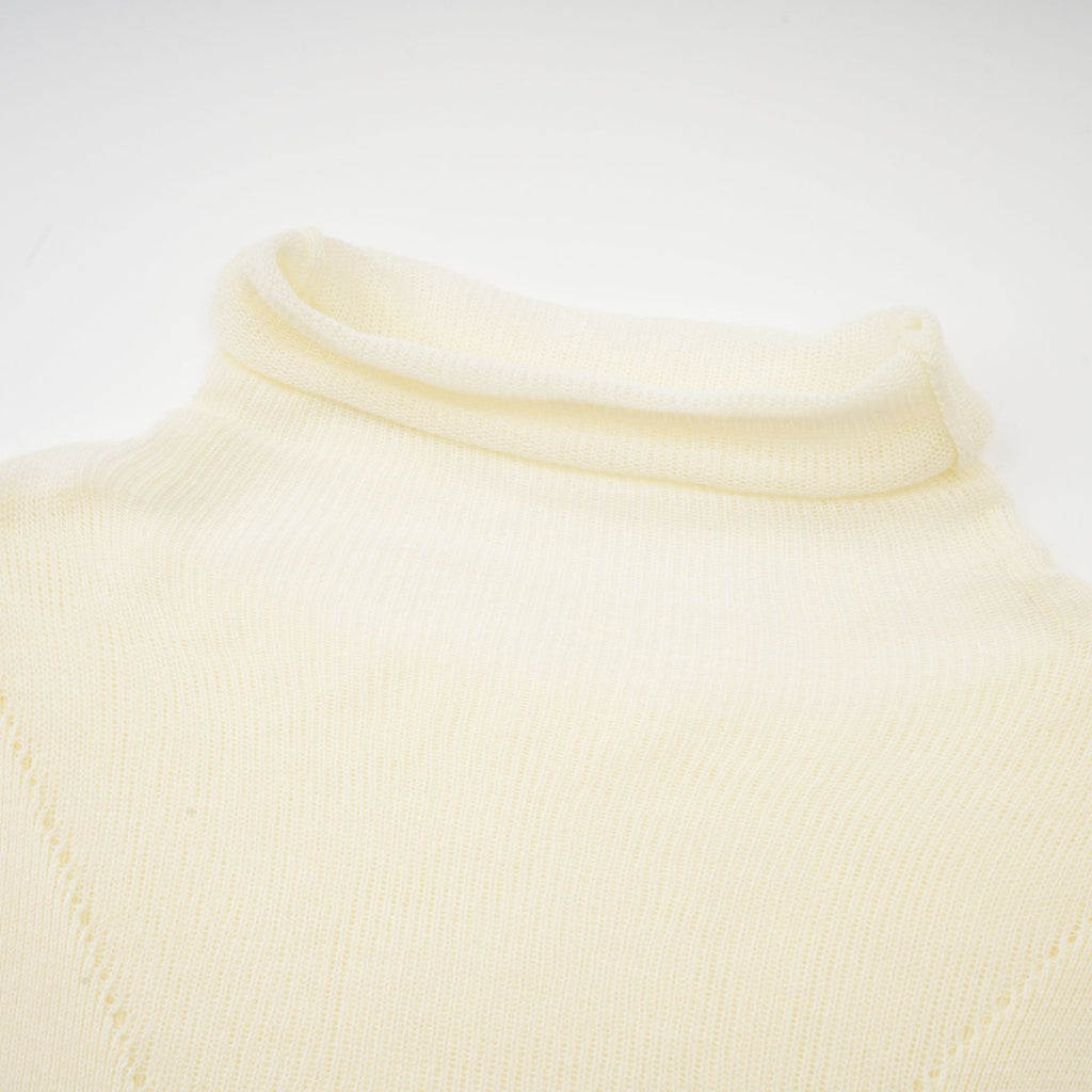 Émeline white knitted pleated midi dress