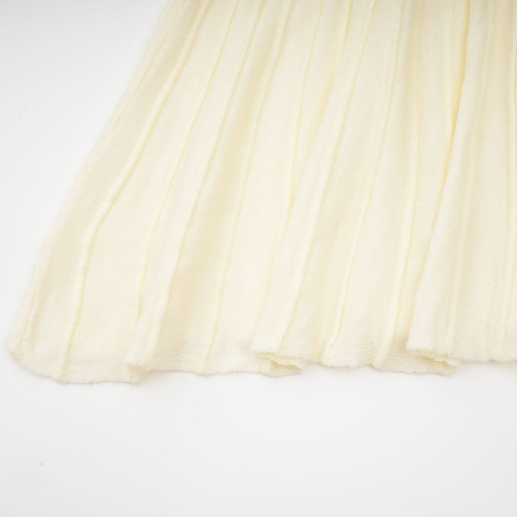 Émeline white knitted pleated midi dress