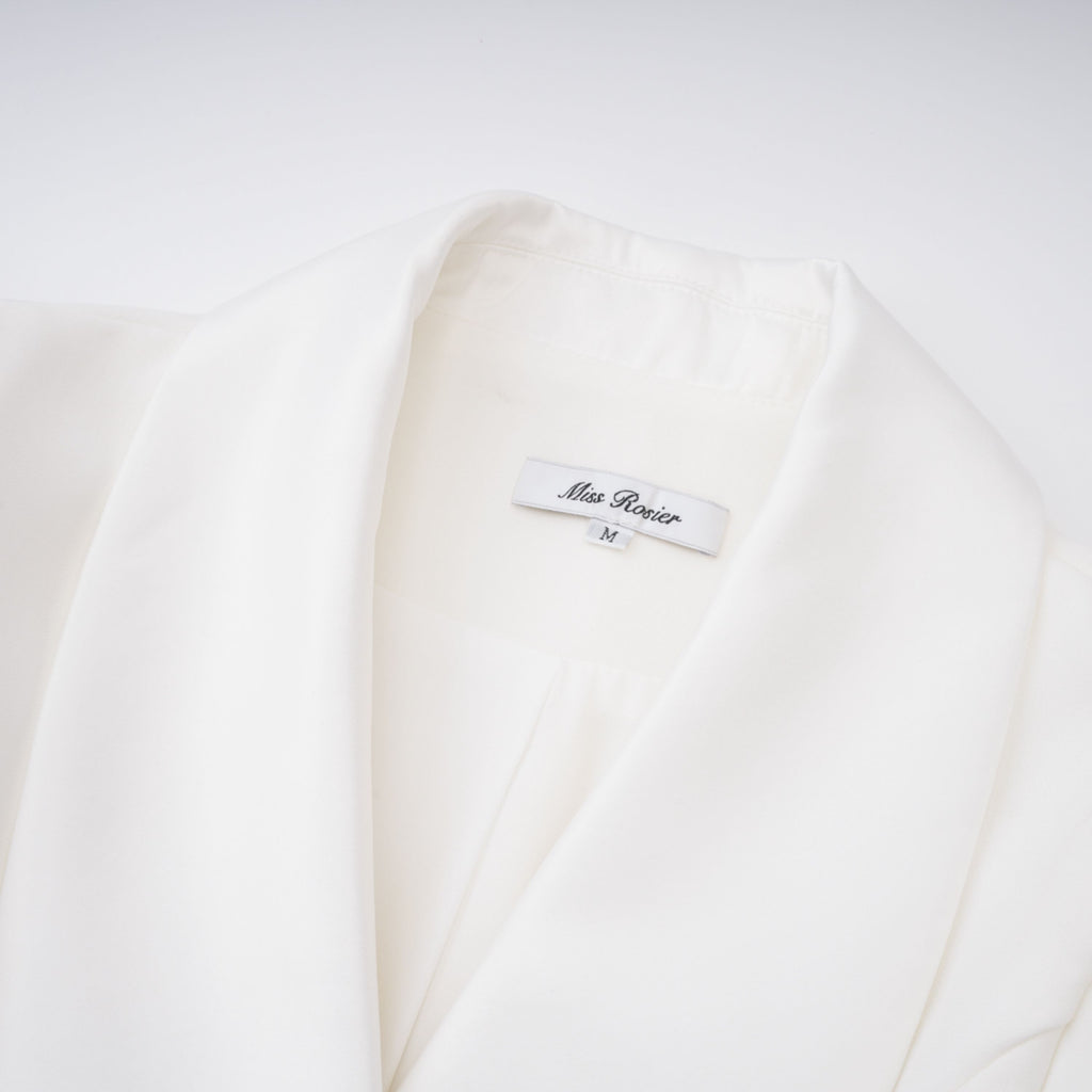 Acharya White Shawl Lapel Mini Dress