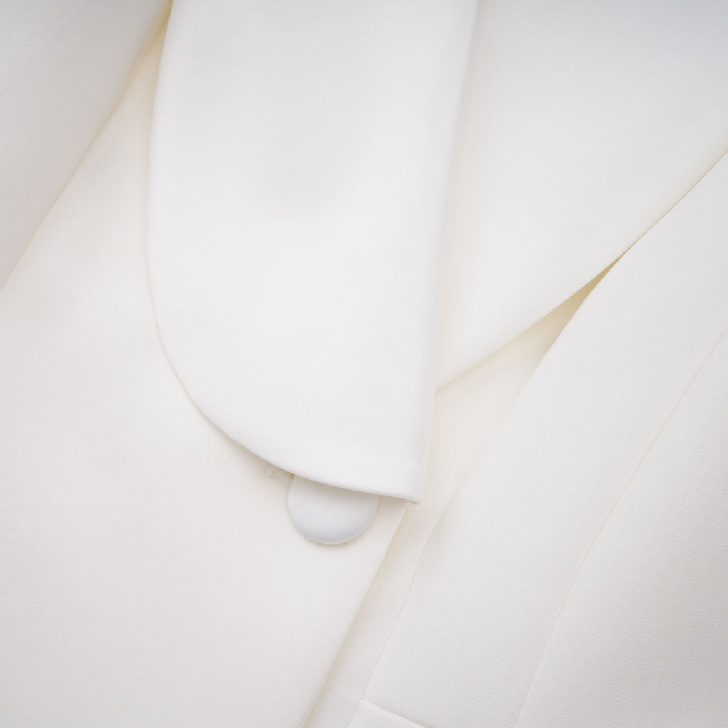 Acharya White Shawl Lapel Mini Dress