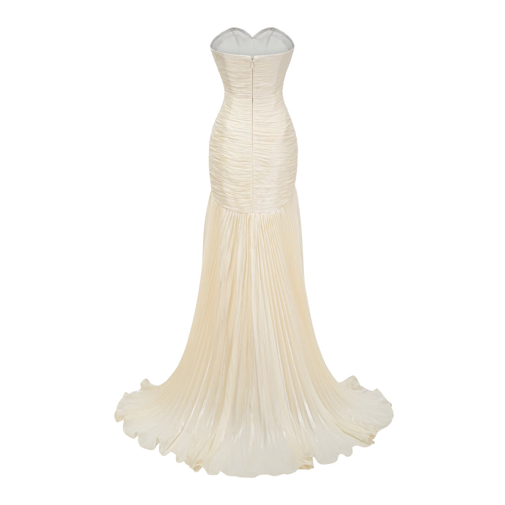 Roxane Yellow Cinched Waist Ruched Maxi Dress