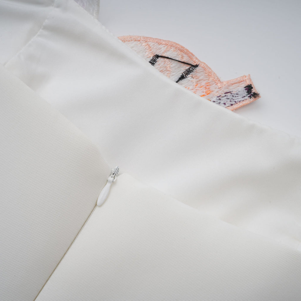 Automne White Floral Embroidered Mini Dress