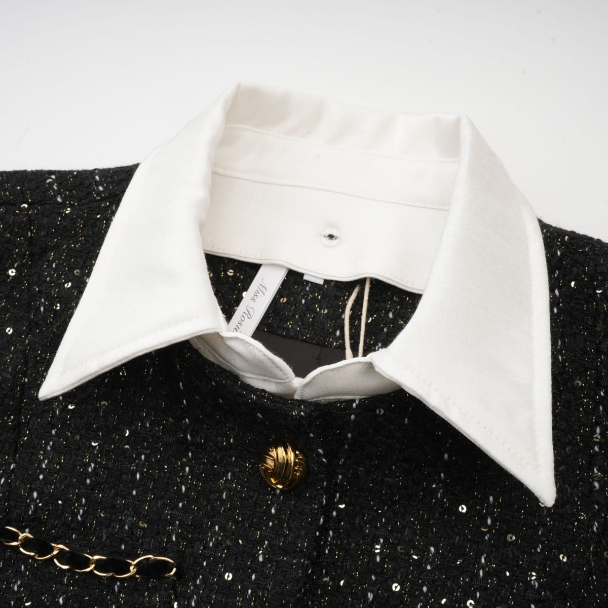 Audrey black sequin panelled tweed mini dress