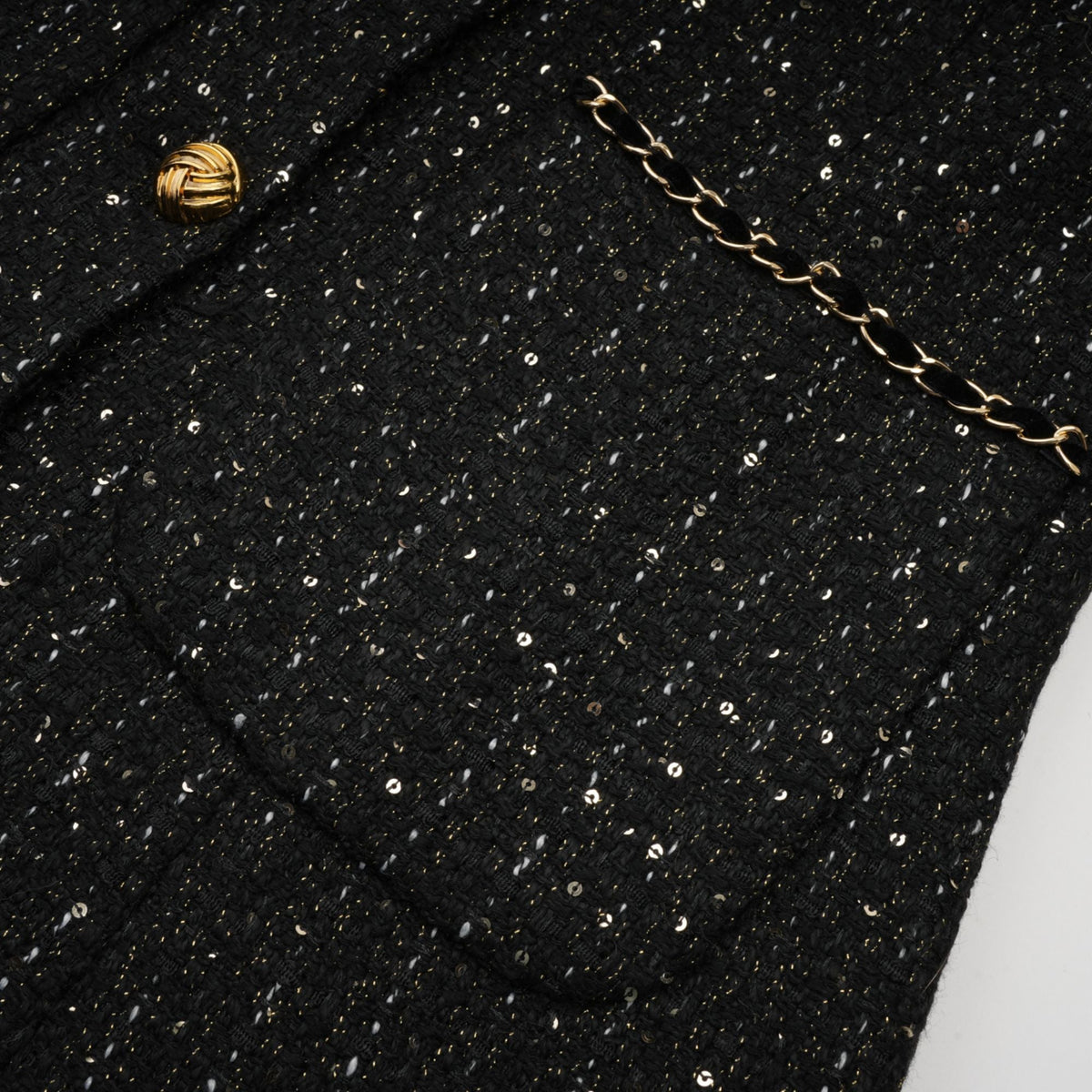 Audrey black sequin panelled tweed mini dress