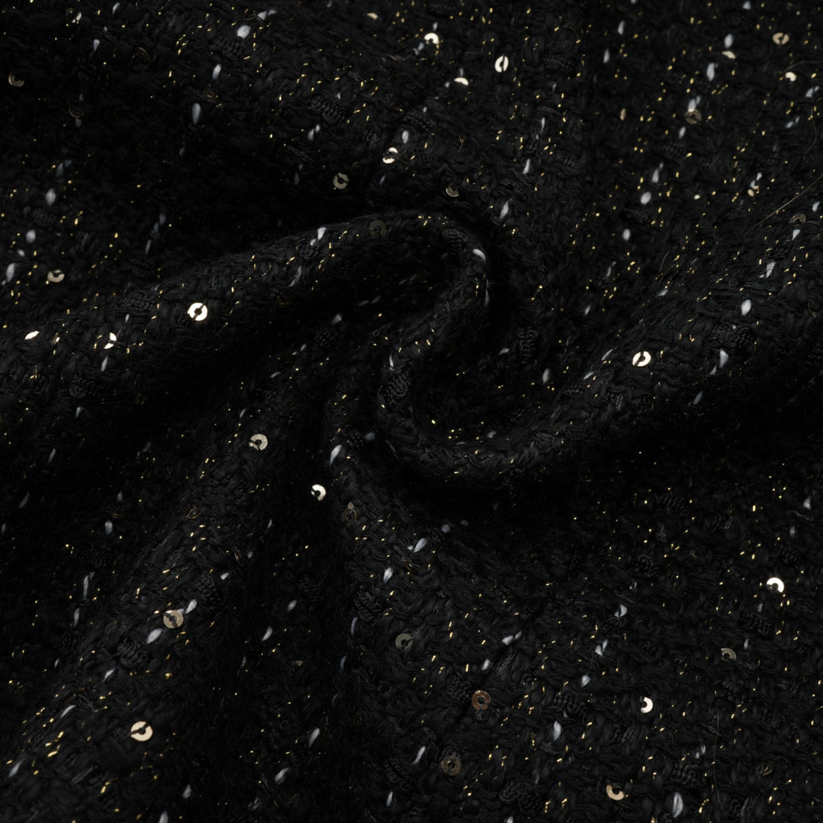 Audrey black sequin panelled tweed mini dress