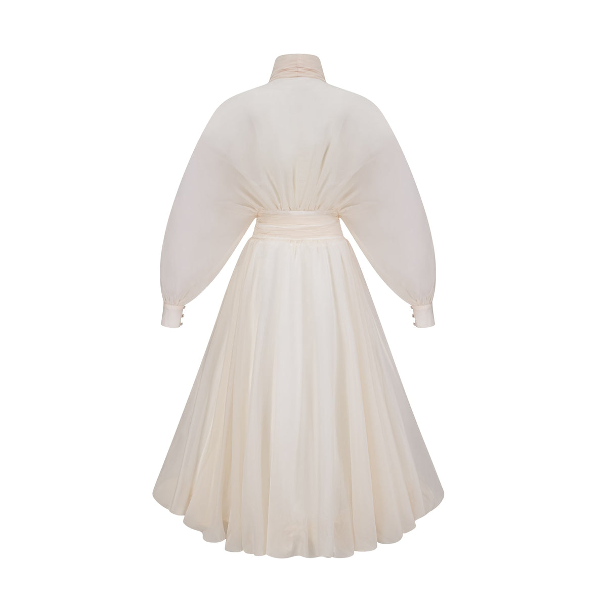 Riley Cream White Draped Tulle Maxi Dress