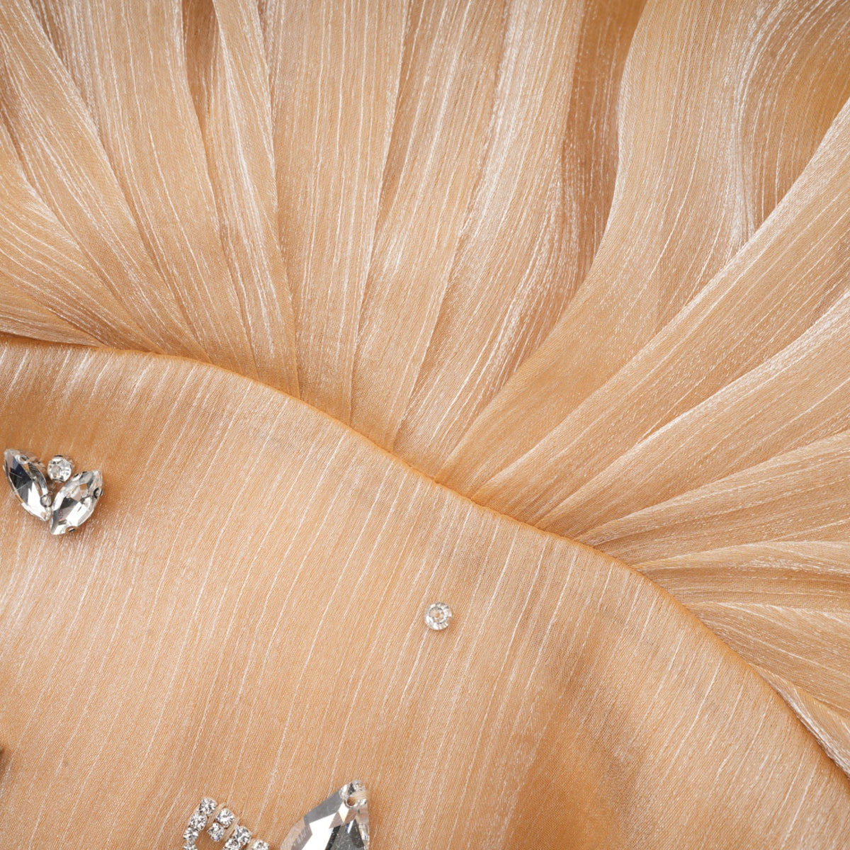 Adelina gold crystal-embellished panelled mini dress