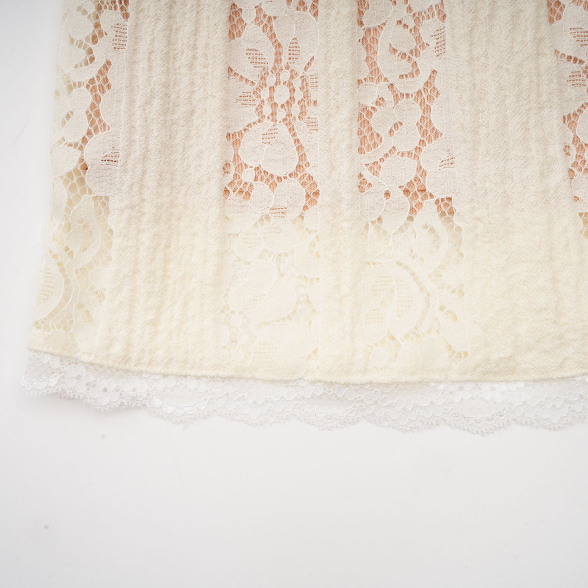 Émeline floral lace flared-cuff mini dress in Neutrals