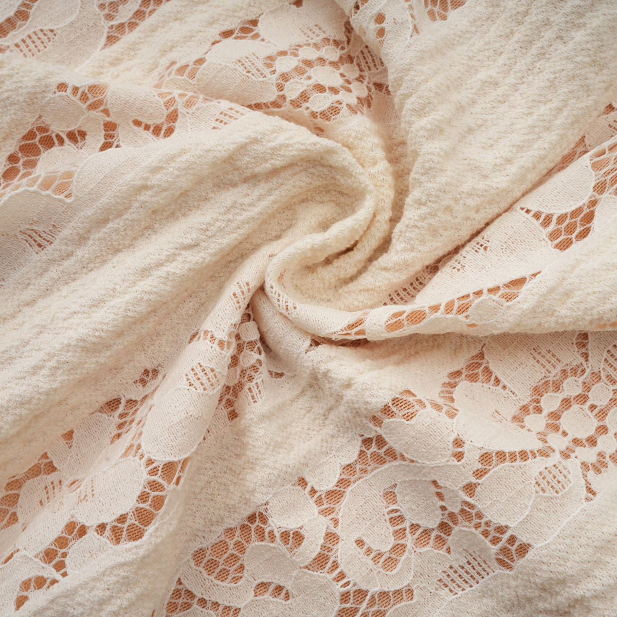 Émeline floral lace flared-cuff mini dress in Neutrals