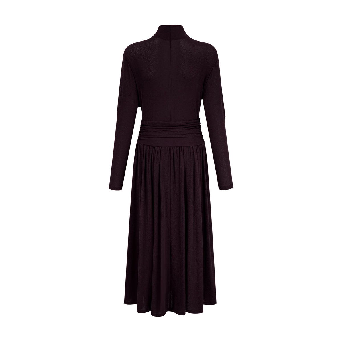 Camille Red Ruched Midi Dress with Flap Design Detail