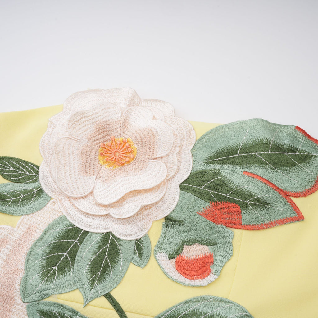 Abigail Yellow Floral Embroidered Mini Dress