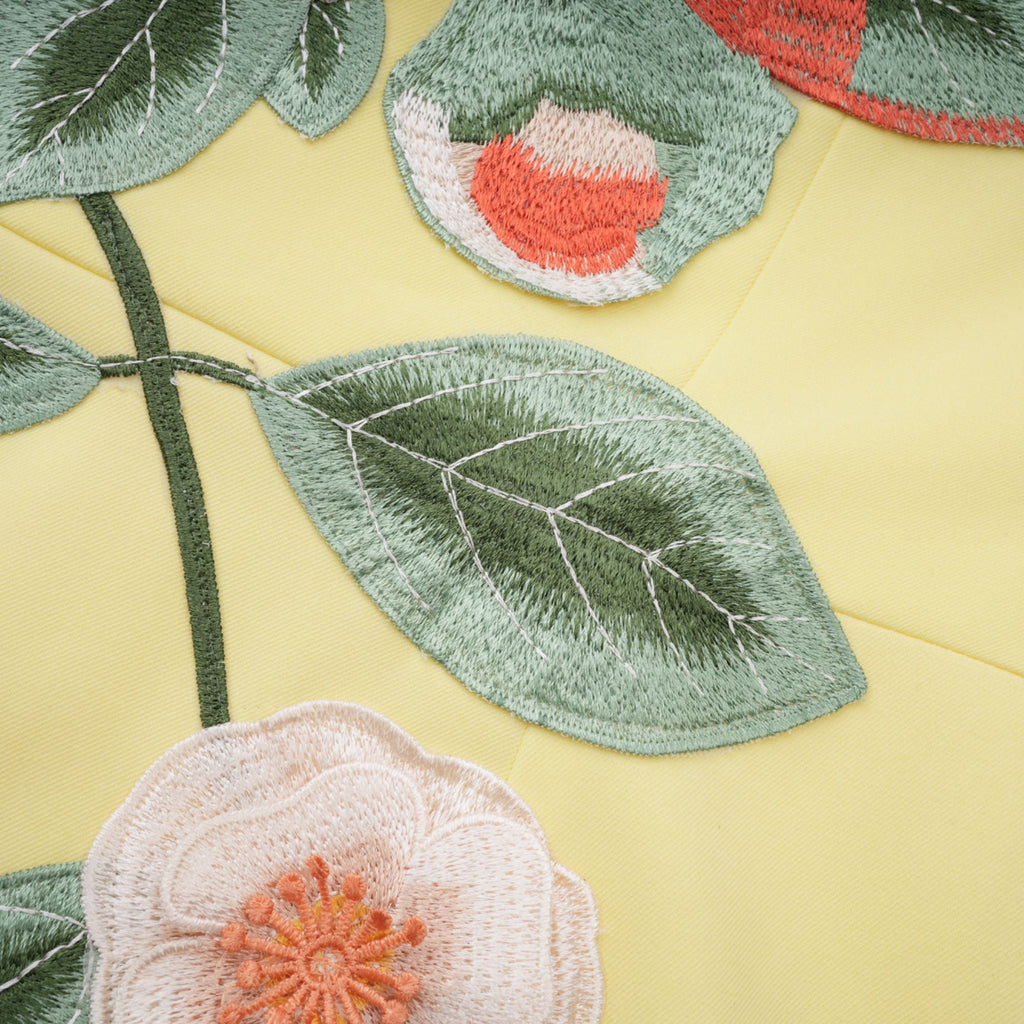 Abigail Yellow Floral Embroidered Mini Dress