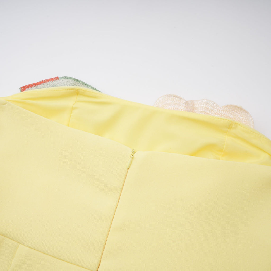 Abigail Yellow Floral Embroidered Mini Dress