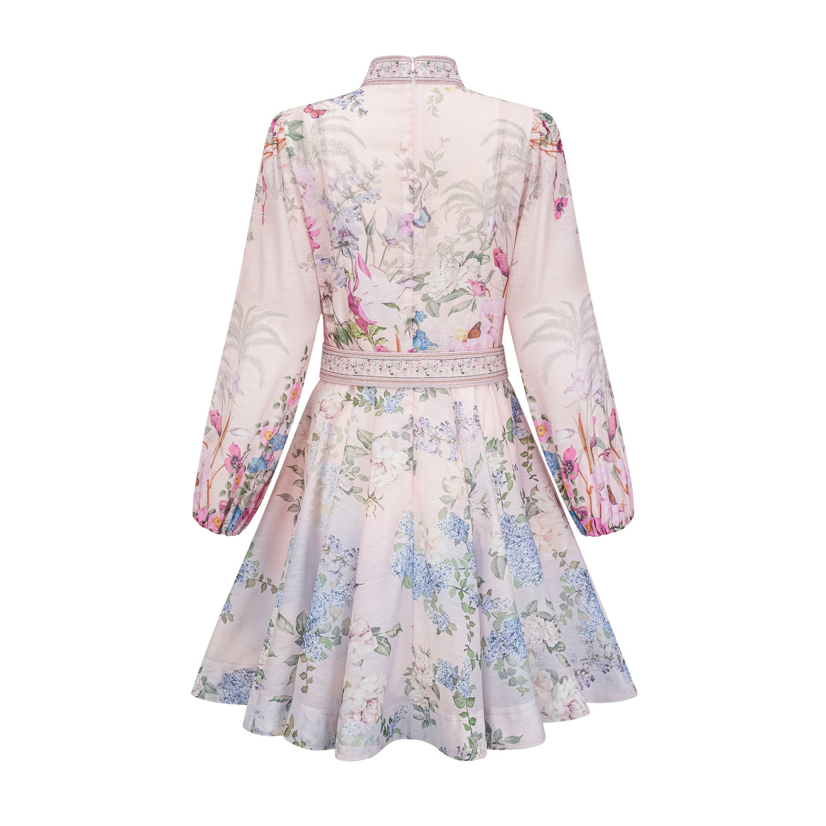 Fabienne light-pink floral-print mini dress