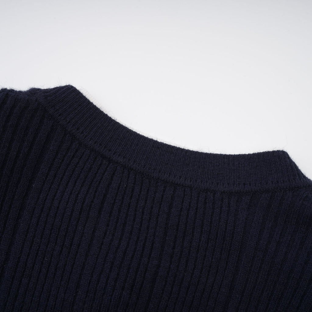 Fern Navy Blue Satin Panel Knit Midi Dress