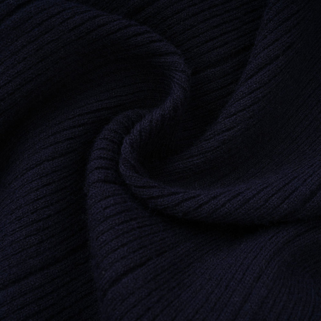 Fern Navy Blue Satin Panel Knit Midi Dress