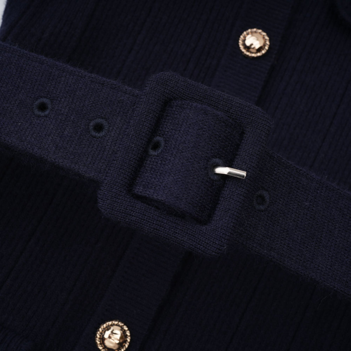 Fern Navy Blue Satin Panel Knit Midi Dress