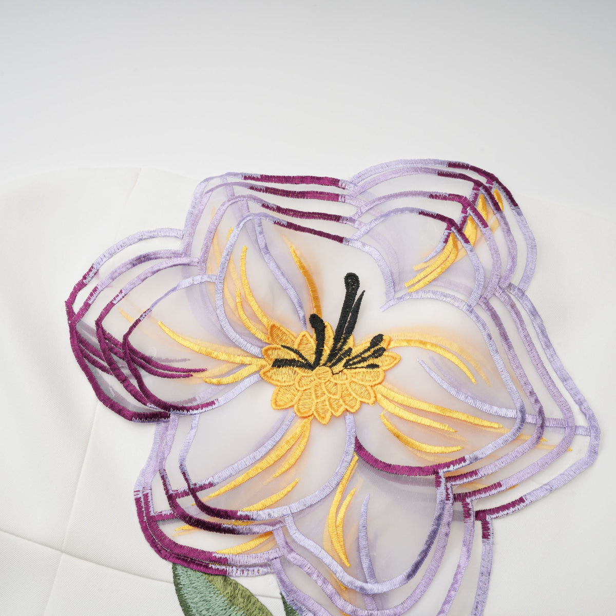 Irène White Off-Shoulder Sequin Floral Embroidered Mini Dress