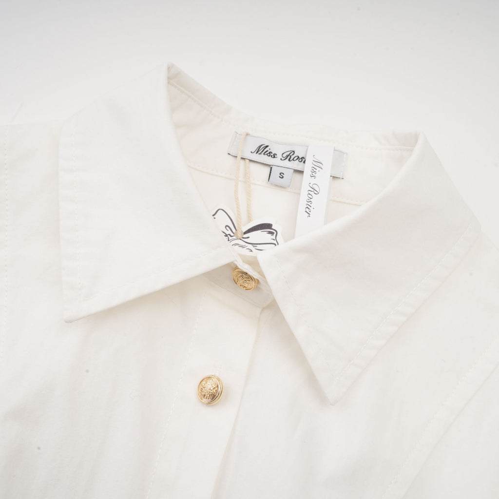 Orlane white cinched-waist pleated mini shirt dress